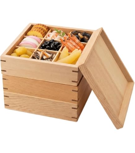 Amazon | 会津漆器 溜内朱 4.0 縁型 二段重 会津絵松竹梅（漆・手塗